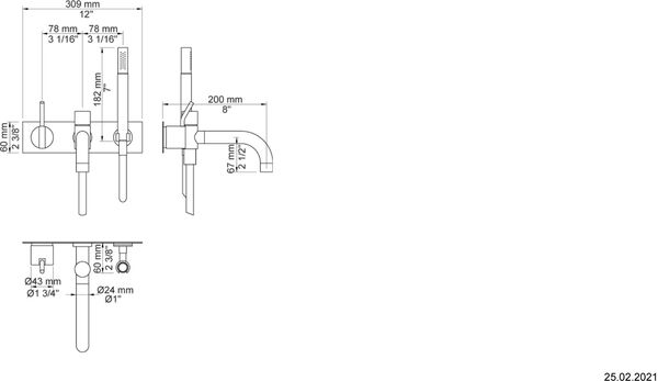 Bademischer-Endmontageset Vola Schwarz matt image number 1