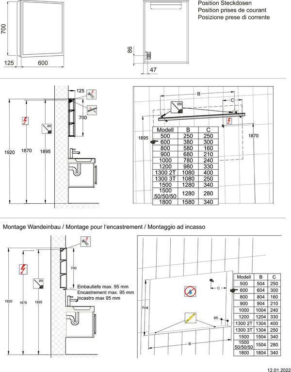 Spiegelschrank Alterna quattro luci LED Weiss image number 1