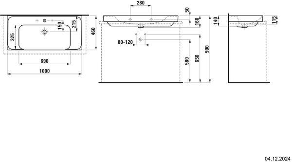 Auflegewaschtisch Laufen Meda 100 x 46 cm Weiss image number 1