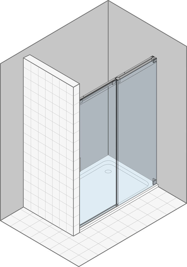 Paroi coulissante Duka Acqua 5000 new Couleur acier inoxydable Verre clair avec s&eacute;rigraphie noir au-dessus image number 0
