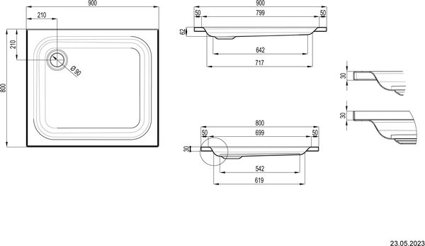 Receveur de douche Schmidlin avec rebords 90 x 80 cm Blanc image number 1
