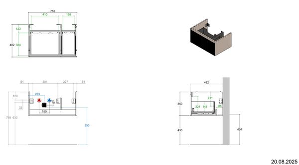 Waschtischmöbel Alterna zero plus Eiche weiss image number 1