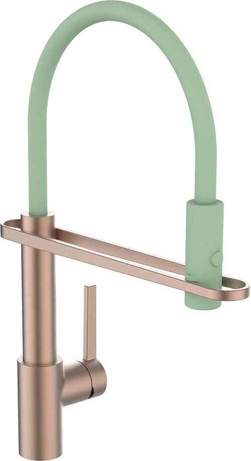 Miscelatore monocomando per lavello Laufen Semipro Oro rosa PVD spazzolato di base cromata