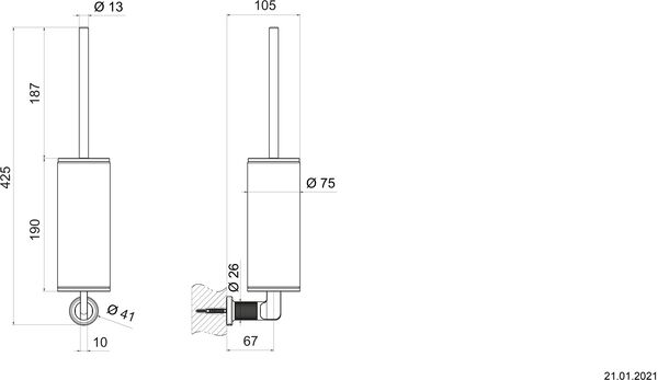 Porte-balai de WC Gessi Inciso Copper brushed image number 1