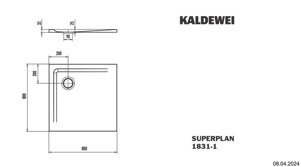 Duschenwanne Kaldewei Superplan 80 x 80 cm Weiss matt image number 2