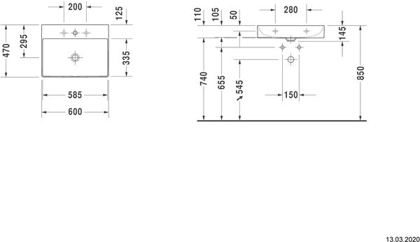 Waschtisch Duravit DuraSquare 60 x 47 cm Weiss image number 1