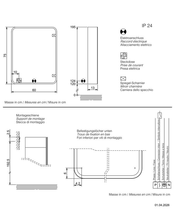 Spiegelschrank Sidler Sphera TW Weiss Lichtfarbe stufenlos verstellbar 2000-6500 K image number 1