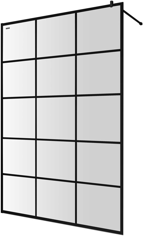 Freistehende Seitenwand Duscholux Bella Vita 3 Walk-in schwarz matt Echtglas klar CareTec Pro