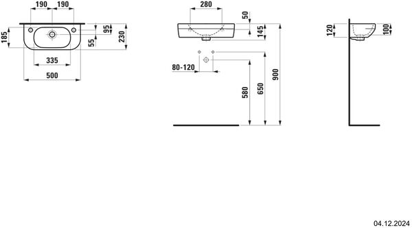 Handwaschbecken Laufen Lua 50 x 23 cm Weiss image number 1