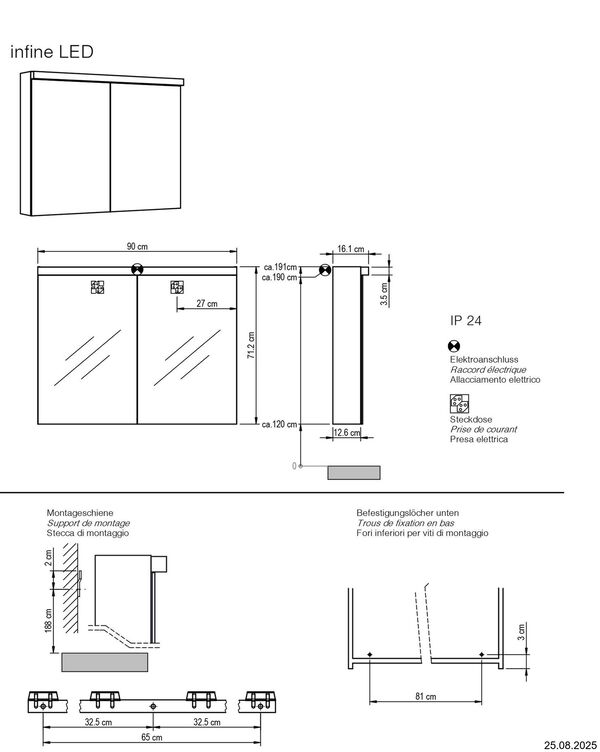 Spiegelschrank Alterna infine LED Weiss Lichtfarbe Warmweiss 3000 K image number 2