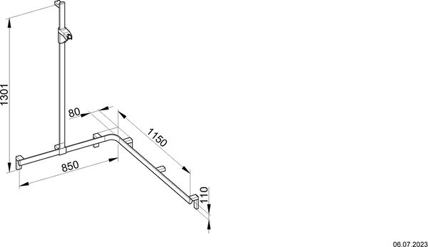 Duschhandlauf Keuco Collection Axess Silbereloxiert Brausenschieber verchromt image number 1