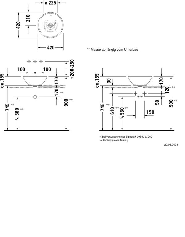 Auflegewaschtisch Duravit Bacino rund weiss image number 1