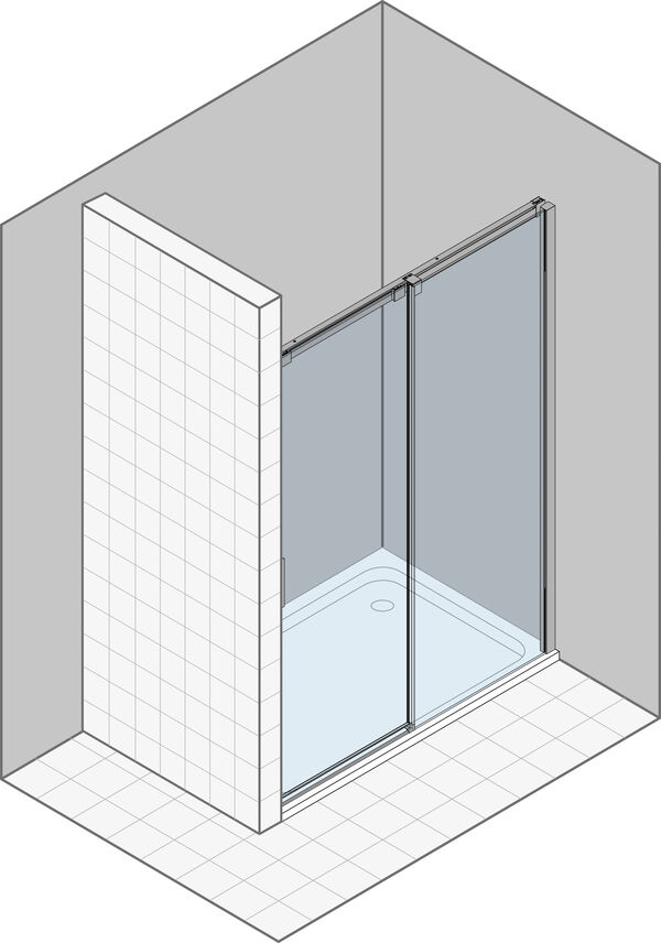 Paroi coulissante Duka Acqua 5000 new Couleur acier inoxydable Verre clair avec s&eacute;rigraphie noir au-dessus image number 0