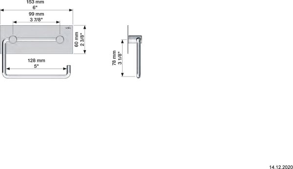 Porte-papier Vola, T12 acier inoxydable mat image number 1