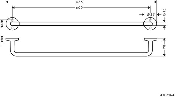 Barre &agrave; linge de bain Axor Universal Circular Couleur acier inoxydable image number 1