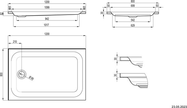 Receveur de douche Schmidlin avec rebords 120 x 80 cm Blanc image number 1