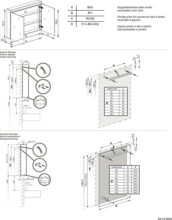 Armoire de toilette Schneider Low basic 15 LED Blanc Couleur de lumi&egrave;re blanc neutre 4000 K image number 1