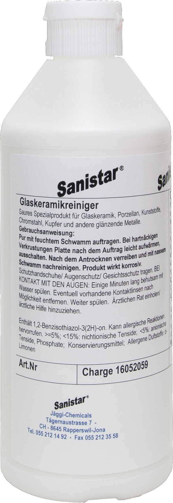 Detergente per vetroceramica Sanistar, bottiglia da 500 ml   image number 0