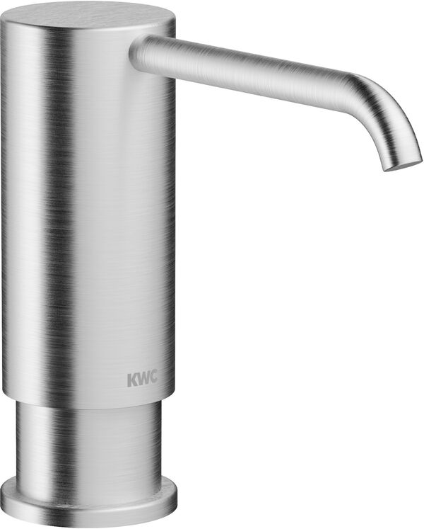Distributore di sapone KWC Modern bent, s 82 mm, riempibile dall'alto, Portasapone da 300 ml, foro image number 0