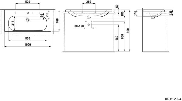 Auflegewaschtisch Laufen Lua 100 x 46 cm Weiss image number 1