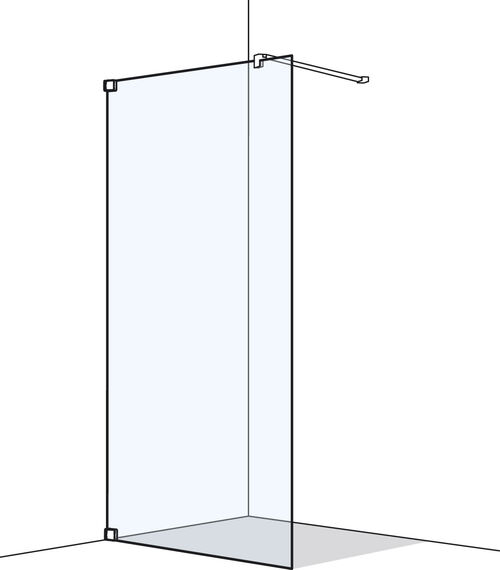Paroi laterale en pose libre Koralle S808 couleur acier inoxydable Verre clair Duschguard