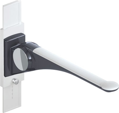 Barre d'appui relevable Hewi LifeSystem Premium Anthracite brillant Zone de pr&eacute;hension blanc mat