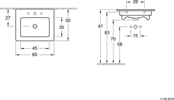 Waschtisch Venticello 60 x 50 cm Weiss Cleaneffekt image number 1