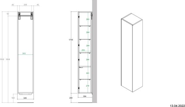 Armoire haute Alterna universale slim Pebble grey image number 1