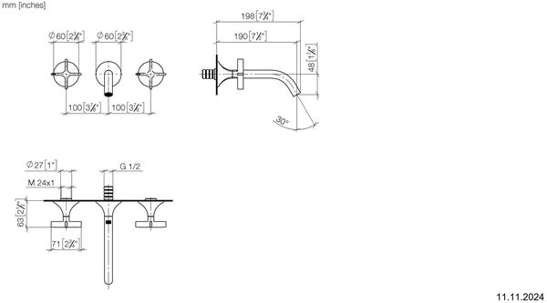 Wandbatterie-Endmontageset Dornbracht Vaia Champagne geb&uuml;rstet image number 4