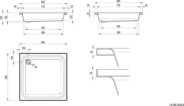Duschenwanne Schmidlin Zargen 80 x 80 cm Weiss image number 1