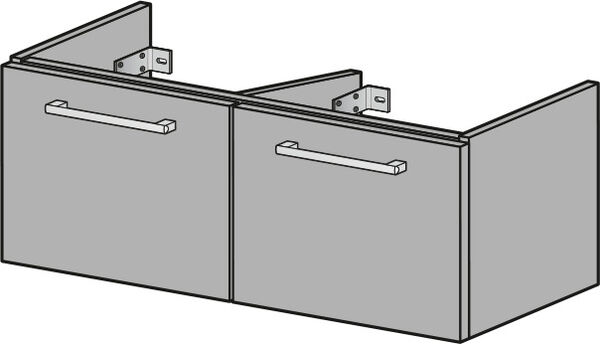 Armadio sottolavabo Alterna pro S, altezza 39,2 cm, profondità 44 cm, 2 cassetti, maniglie cromate image number 0