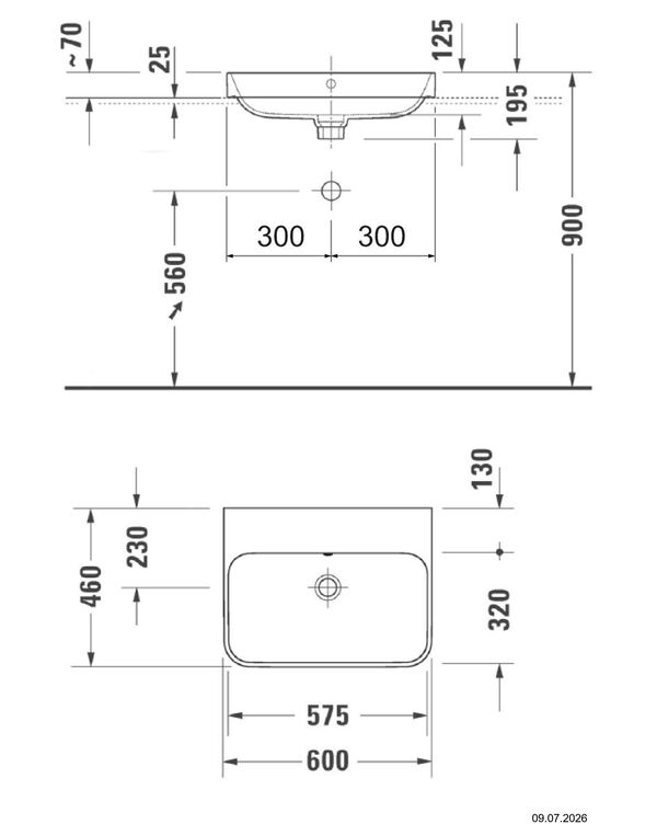 Lavabo &agrave; poser Duravit Happy D.2 Plus 60 x 46 cm Anthracite mat image number 1