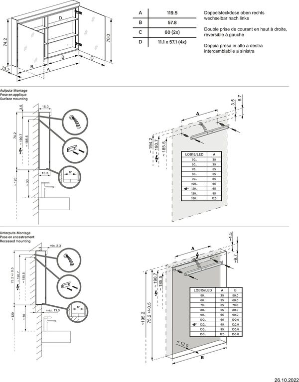 Armoire de toilette Schneider Low basic 15 LED Blanc couleur de lumière blanc neutre 4000 K image number 1