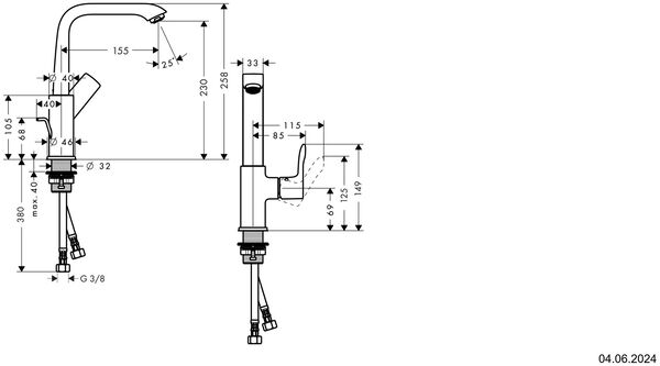 Einlochmischer Hansgrohe Metris 230 verchromt image number 1