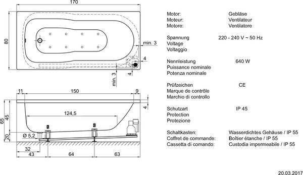 Whirlwanne Alterna steel kombi air weiss Düsen und Garnituren verchromt image number 1
