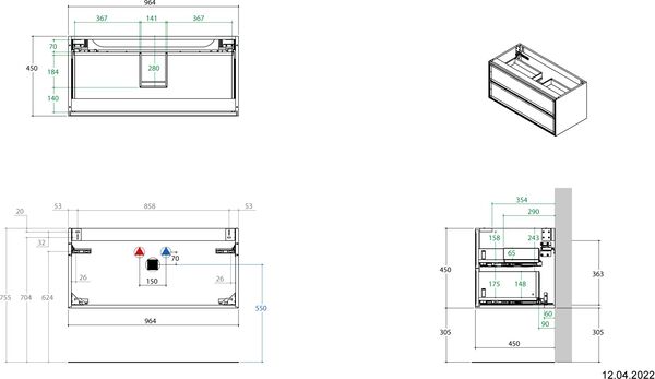Waschtischmöbel Alterna elena plus Zement satiniert image number 1