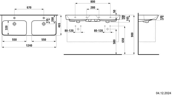 Lavabo double Laufen Moderna R pergamon image number 1