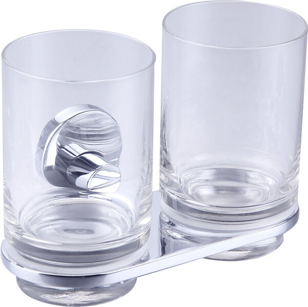 Portabicchiere doppio Alterna rondo, 2 bicchieri in vetro trasparente cilindrico image number 0