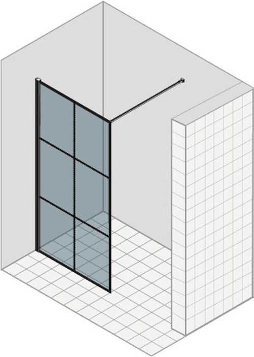 Paroi lat&eacute;rale &agrave; pose libre Duka Libero 3000 "factory design" Noir Verre clair