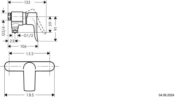 M&eacute;langeur de douche Hansgrohe Metris Chrom&eacute; image number 1
