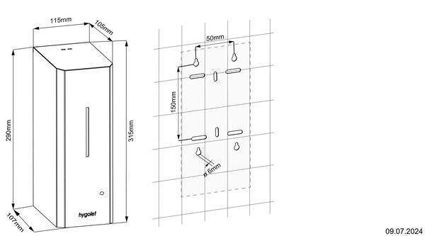 Desinfektionsmittelspender Hygolet Vario Edge weiss matt Pulverbeschichtet image number 1