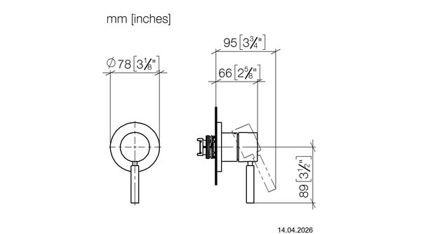 M&eacute;langeur de douche-set de montage final Dornbracht Meta / Tara. Chrom&eacute; image number 1