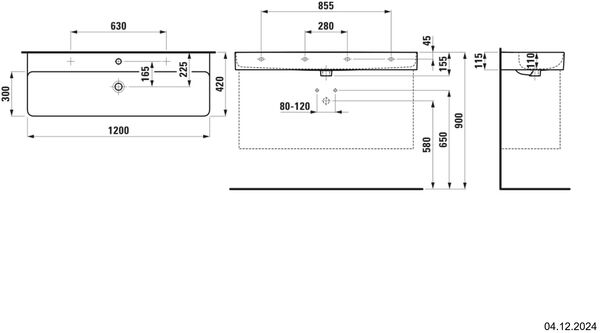 Waschtisch Laufen Val 120 x 42 cm Weiss matt image number 1