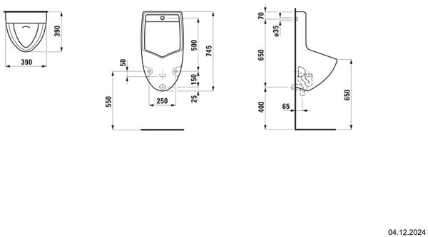 Urinoir Taro-Nova entrée et sortie cachée Blanc image number 1