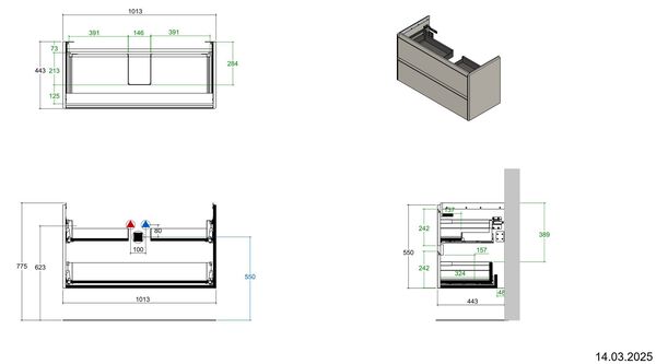 Meuble sous-lavabo Alterna pro S Pebble grey image number 3