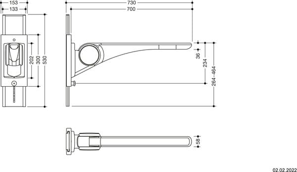 Stützklappgriff Hewi LifeSystem Basic Anthrazit glänzend Griffpad weiss image number 1