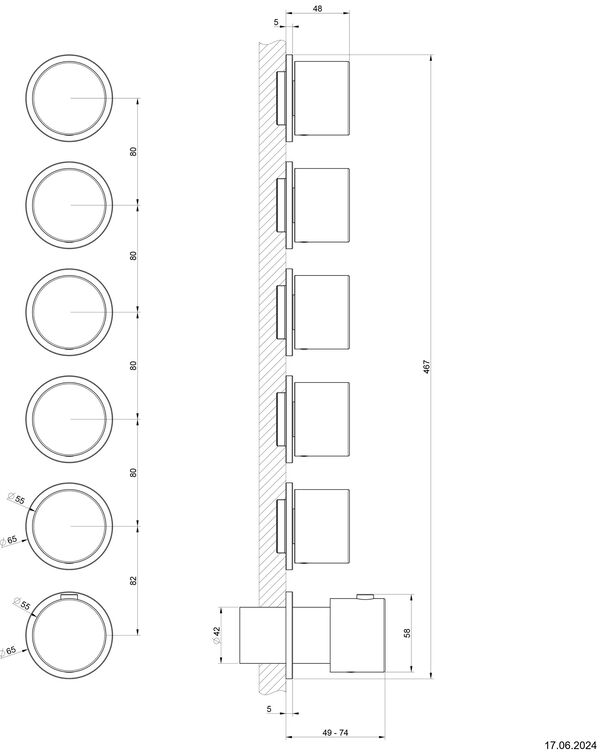Bade- und Duschenmischer Endmontageset Gessi Habito schwarz matt image number 1