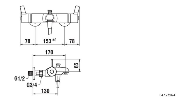 Bademischer Laufen Thermofit Comfort &frac34;" Verchromt image number 1