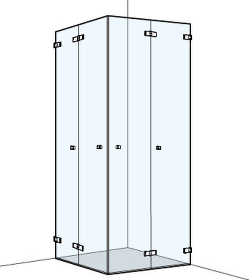 Eckeinstieg Koralle S606 Plus schwarz matt Echtglas klar Duschguard