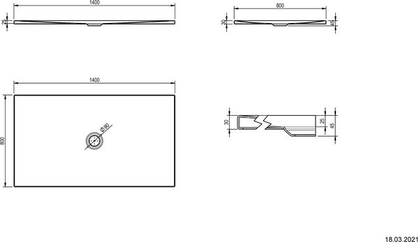Receveur de douche Schmidlin Floor Blanc Cleaneffekt image number 1